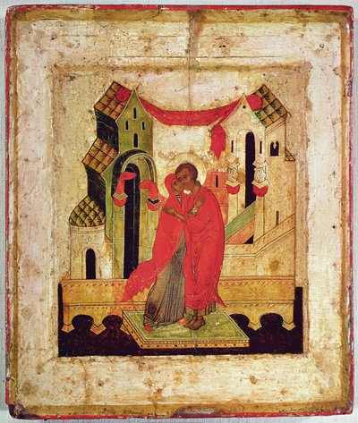 Icon Depicting the Meeting at the Golden Gate, Novgorod School by Russian School